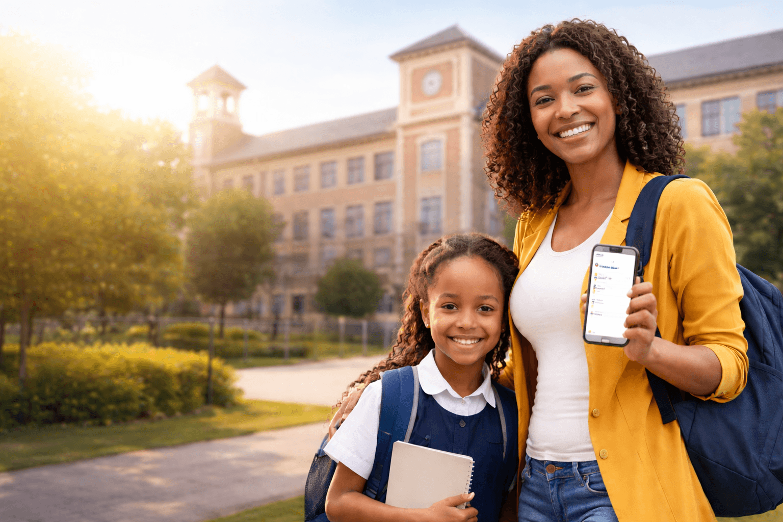 Students walking outdoors on a school campus